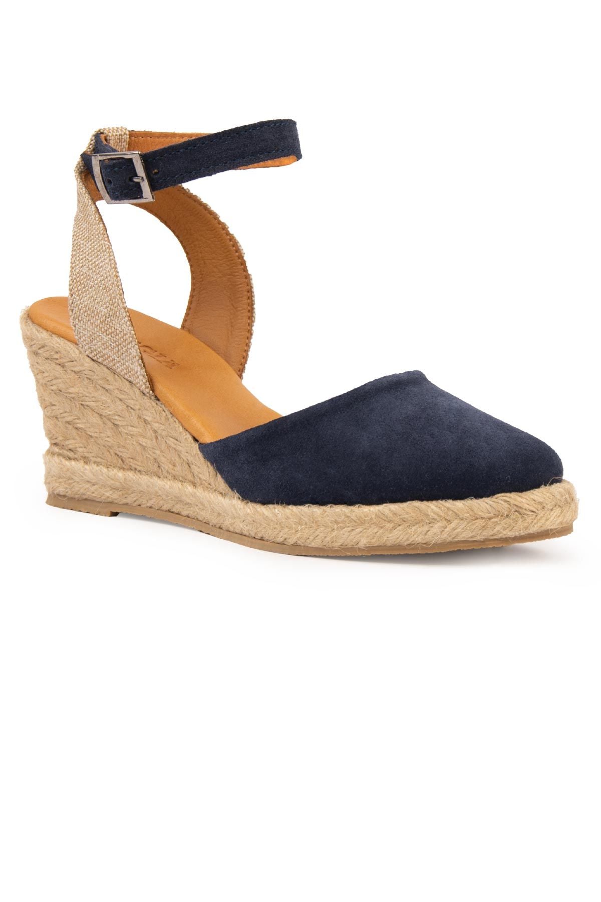 Dolgu Topuk Espadril Sandalet DG6038 Lacivert