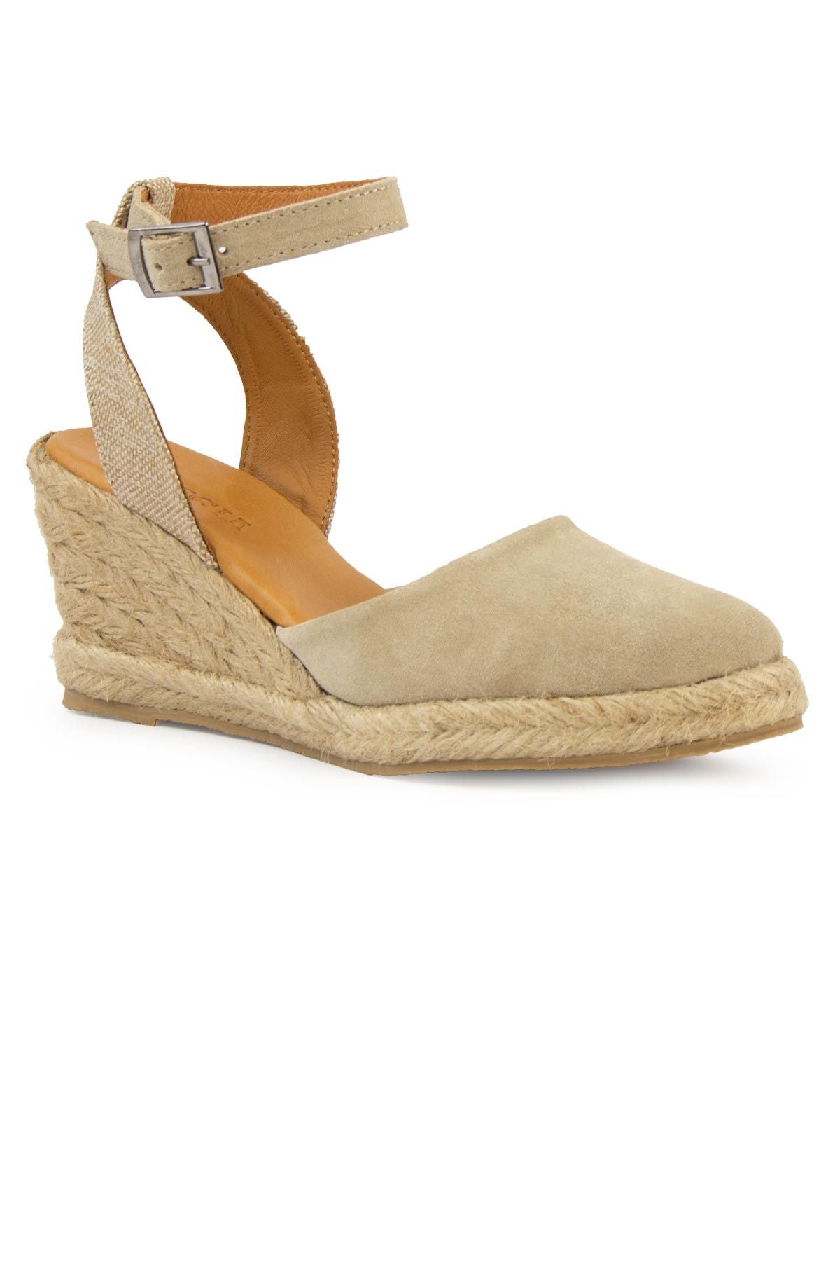 Dolgu Topuk Espadril Sandalet DG6038 Sahra