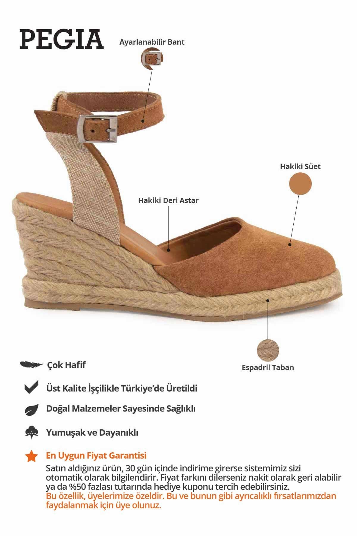 Dolgu Topuk Espadril Sandalet DG6038 Taba