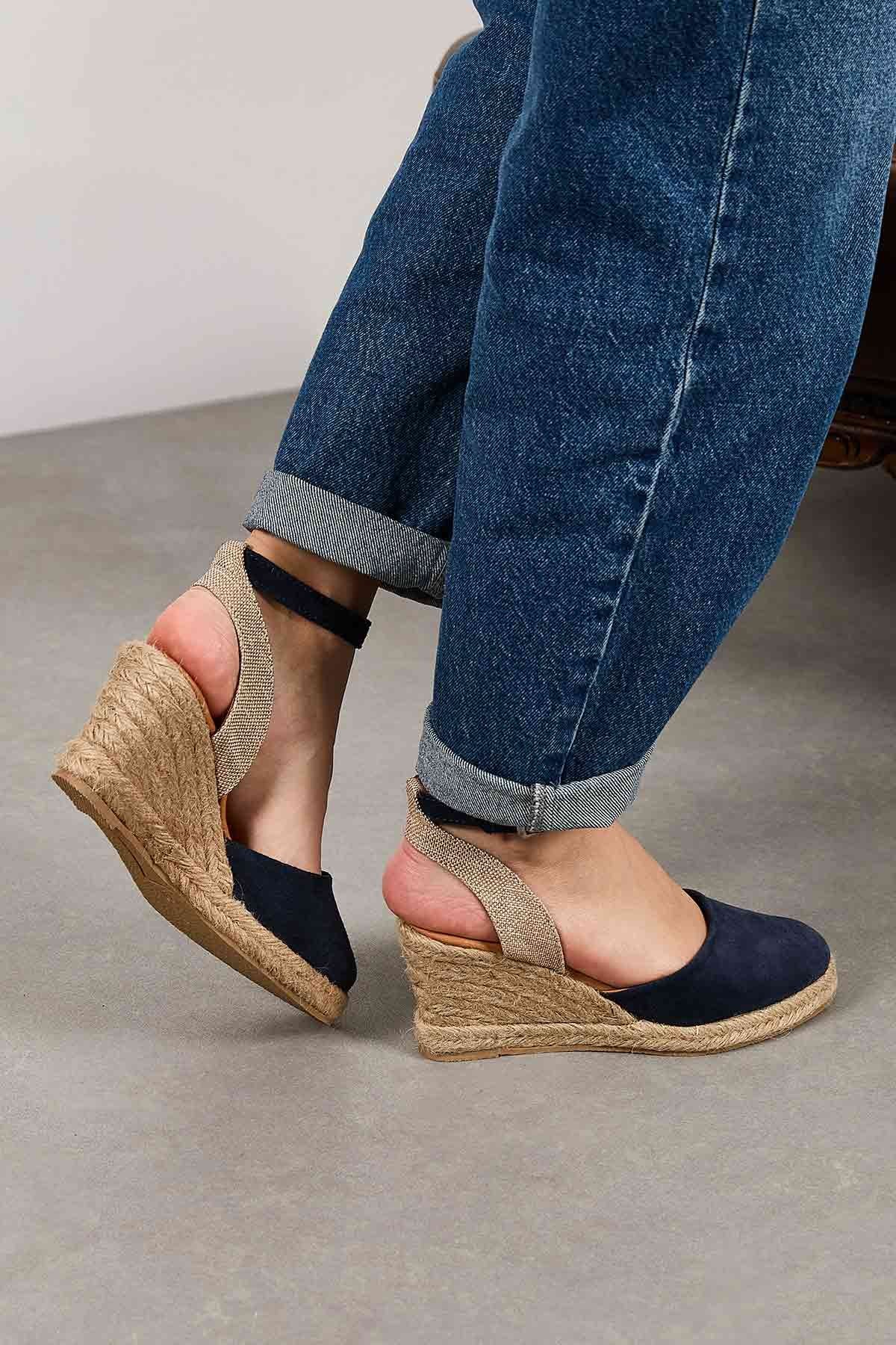Dolgu Topuk Espadril Sandalet DG6038 Lacivert