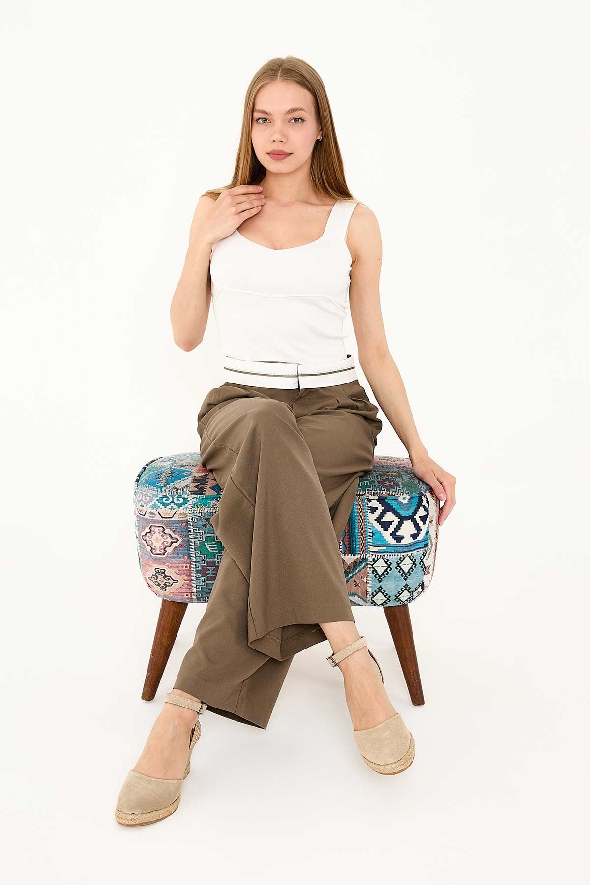 Dolgu Topuk Espadril Sandalet DG6038 Sahra