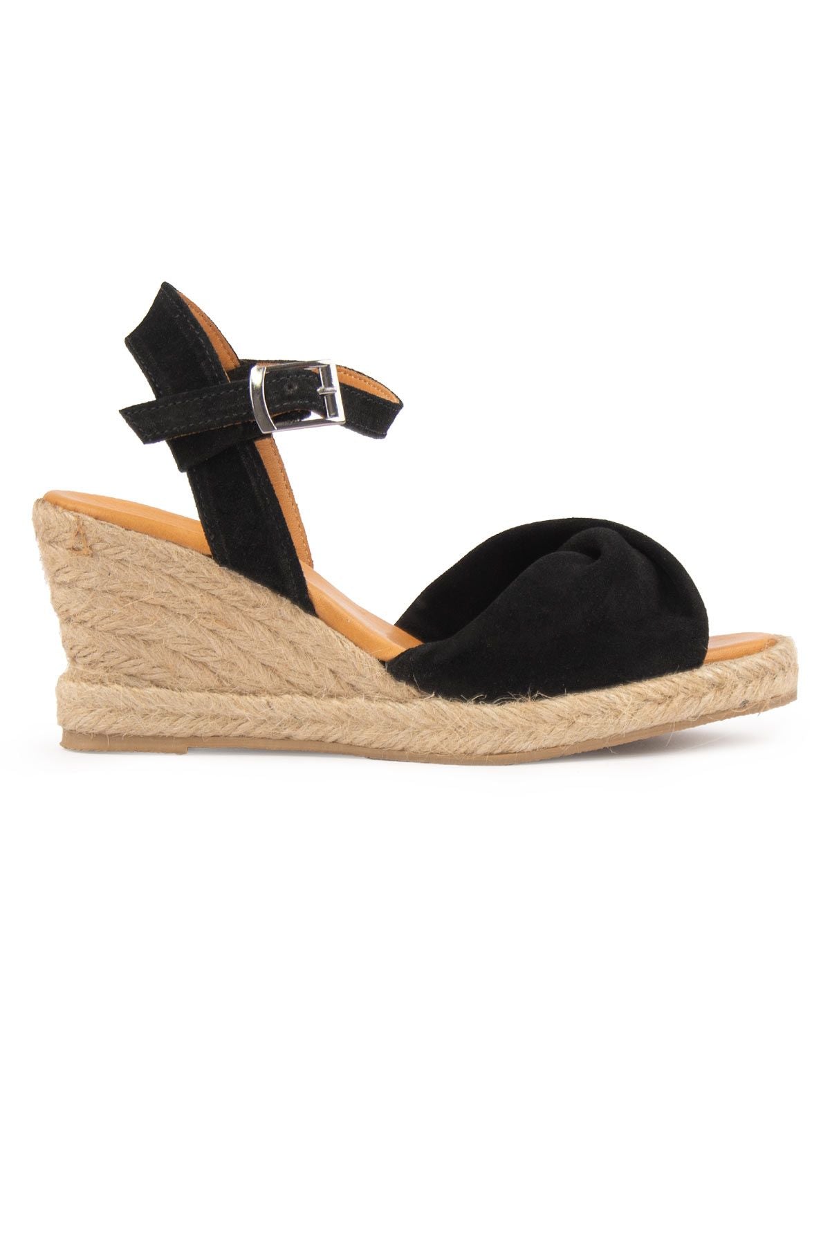 Dolgu Topuk Espadril Sandalet DG6039 Siyah
