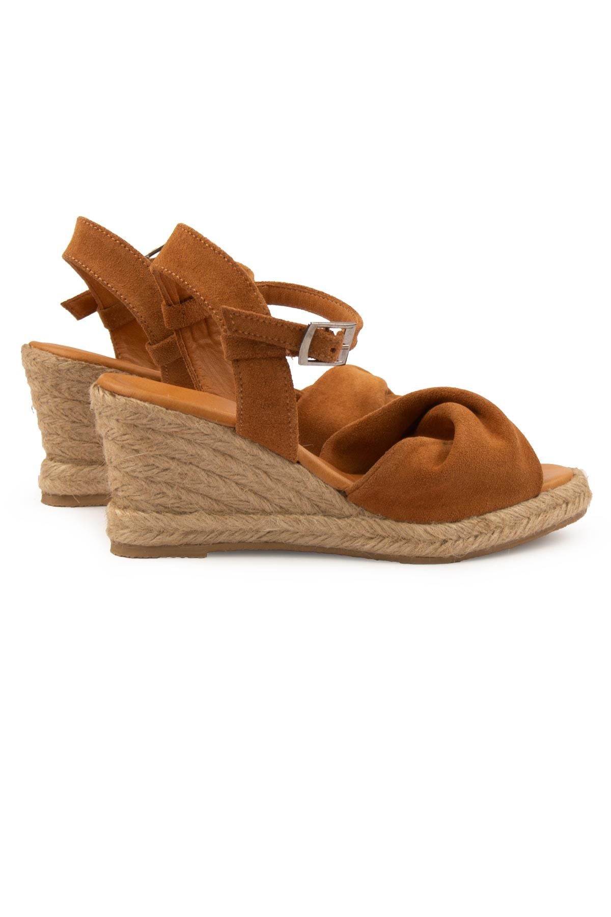 Dolgu Topuk Espadril Sandalet DG6039 Taba