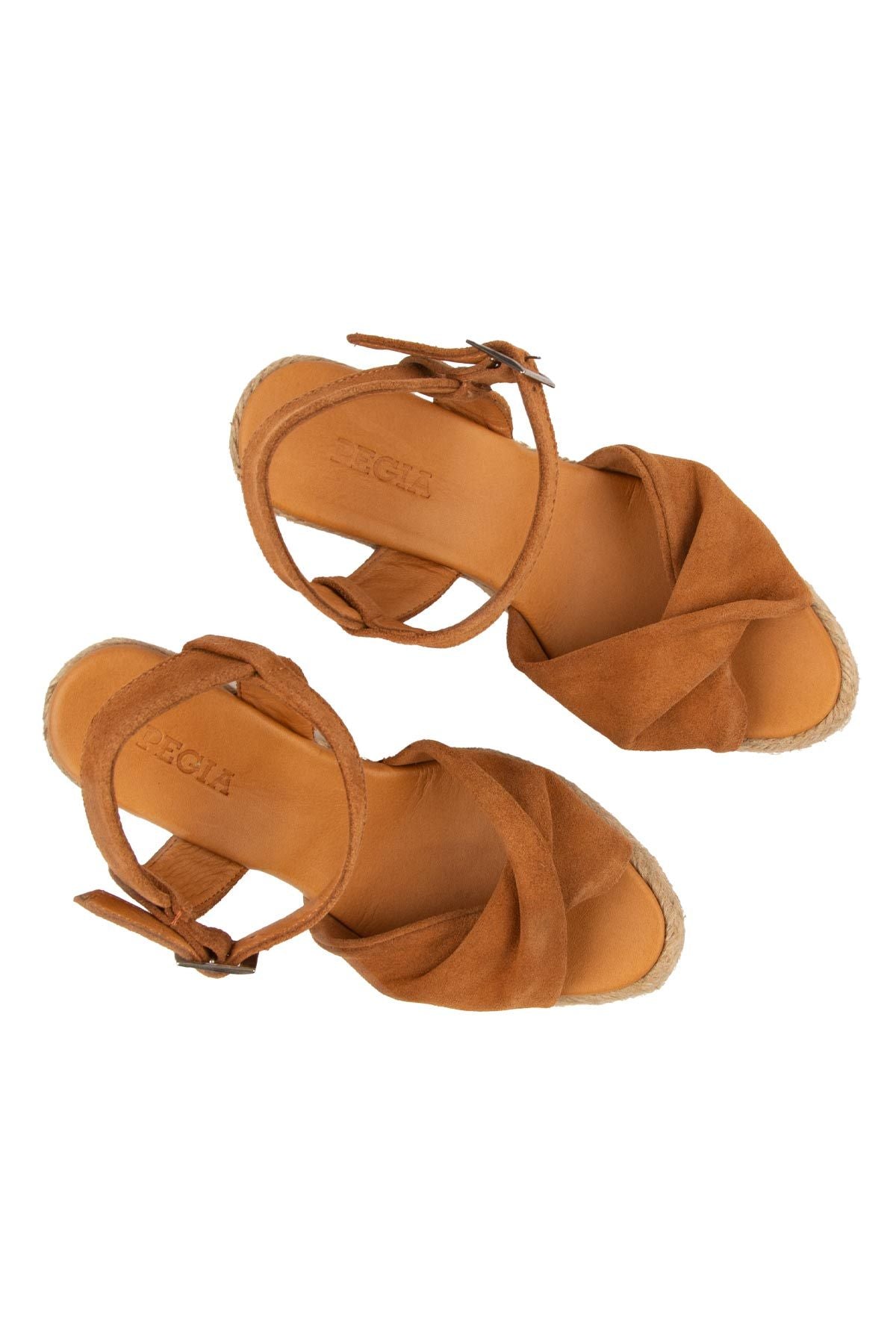 Dolgu Topuk Espadril Sandalet DG6039 Taba