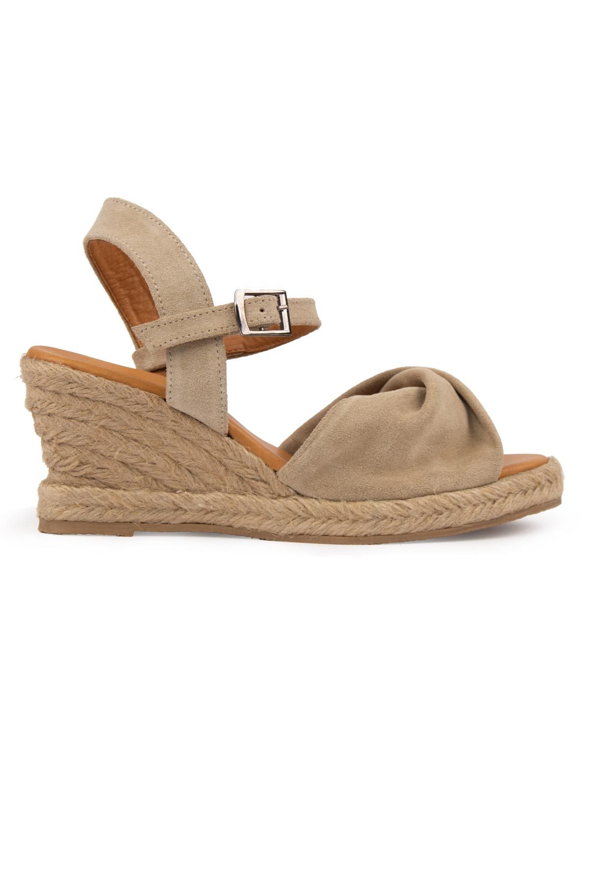Dolgu Topuk Espadril Sandalet DG6039 Sahra