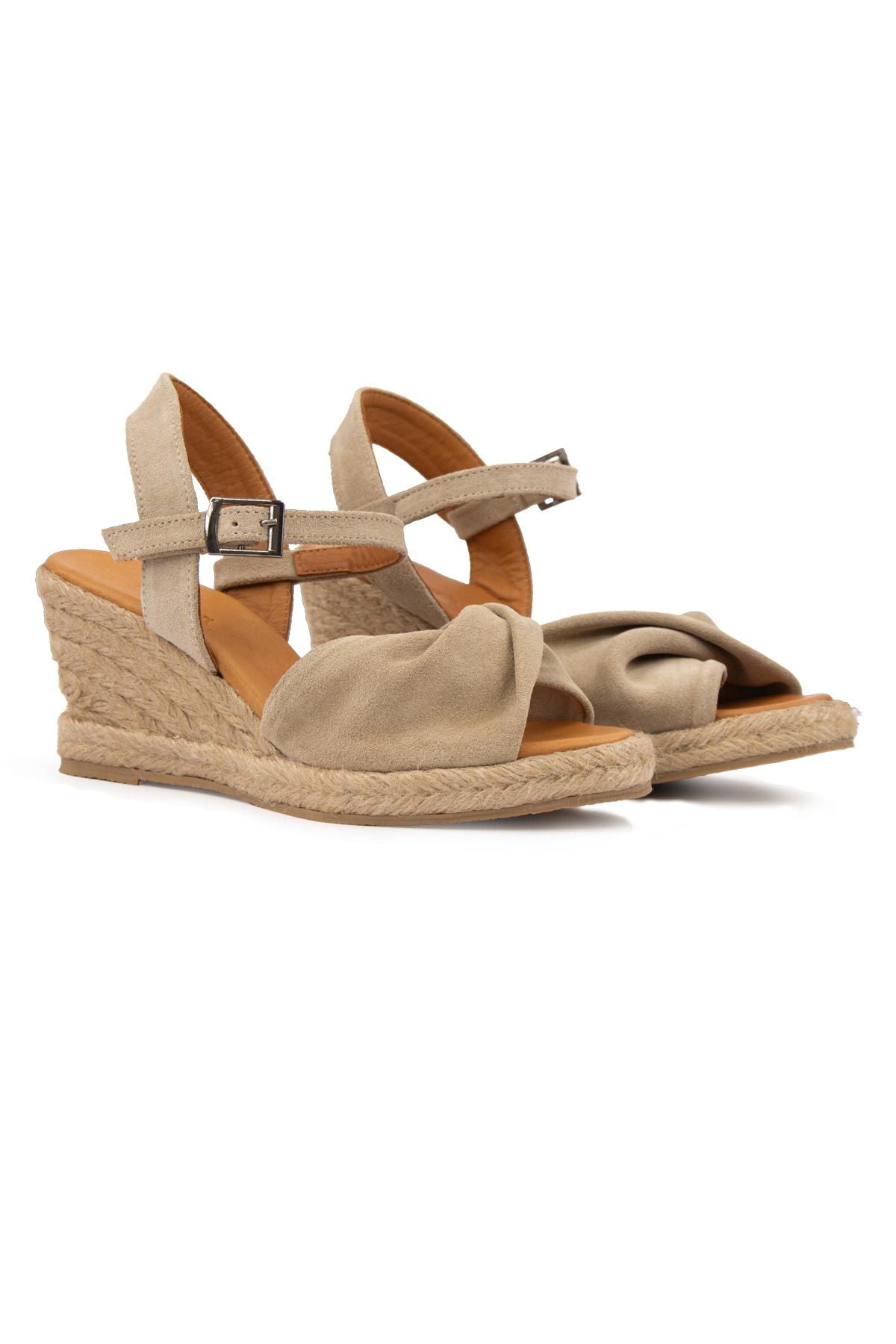 Dolgu Topuk Espadril Sandalet DG6039 Sahra