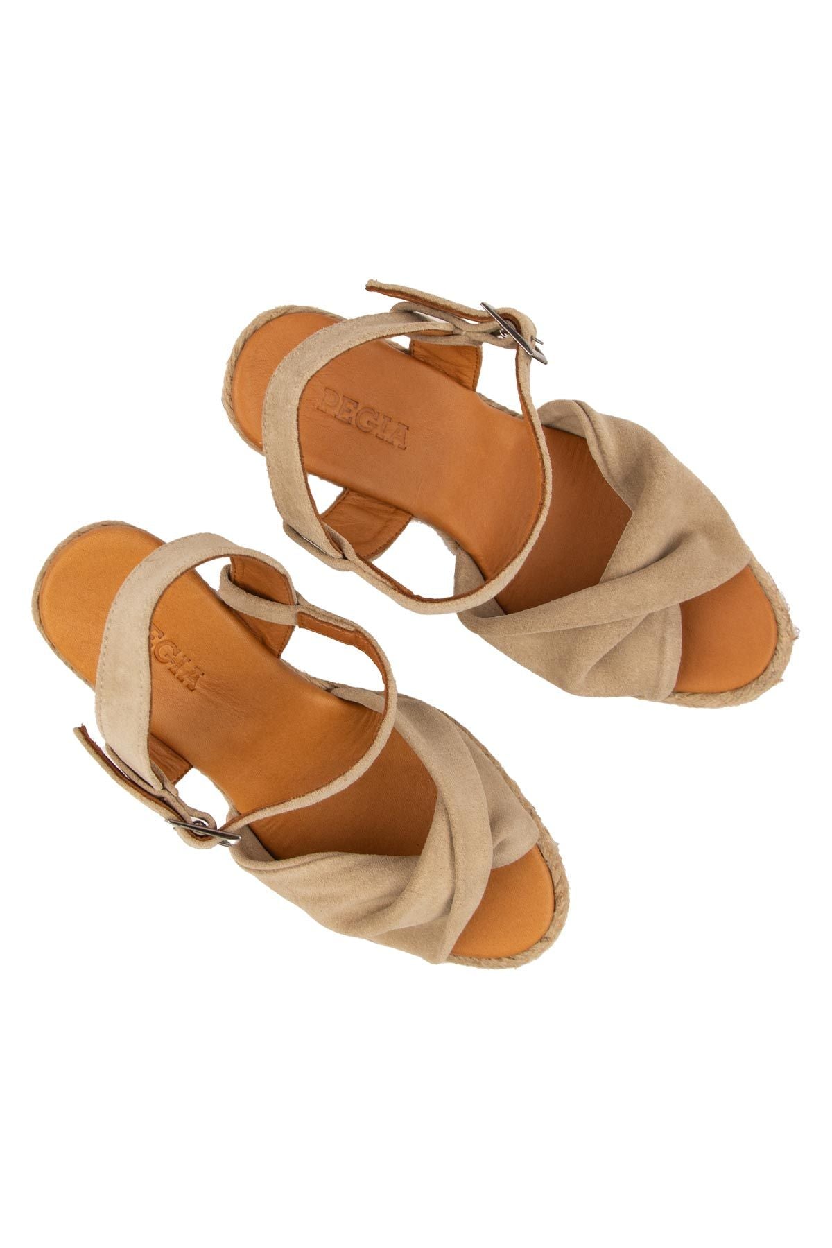 Dolgu Topuk Espadril Sandalet DG6039 Sahra
