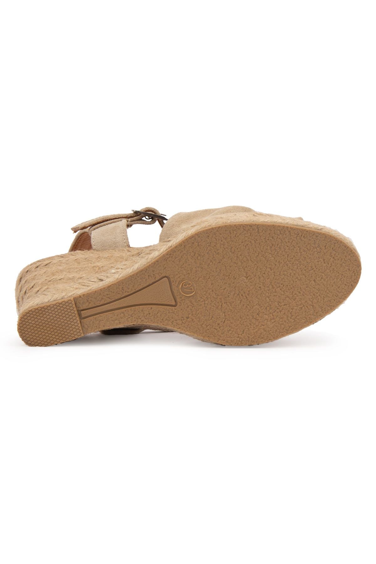 Dolgu Topuk Espadril Sandalet DG6039 Sahra