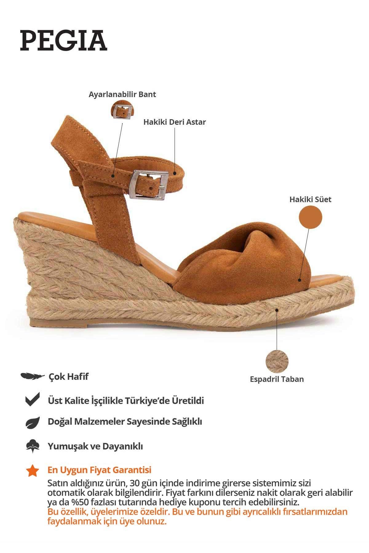 Dolgu Topuk Espadril Sandalet DG6039 Taba