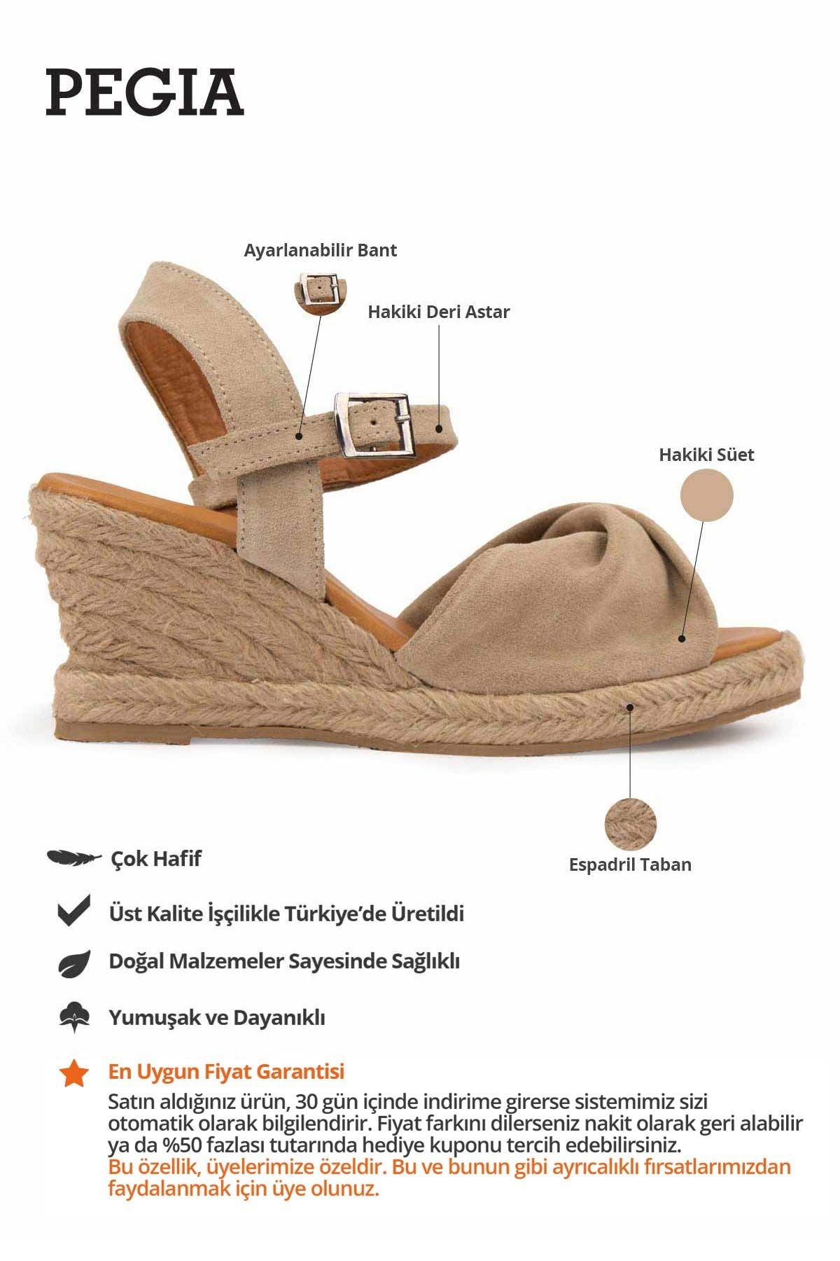 Dolgu Topuk Espadril Sandalet DG6039 Sahra