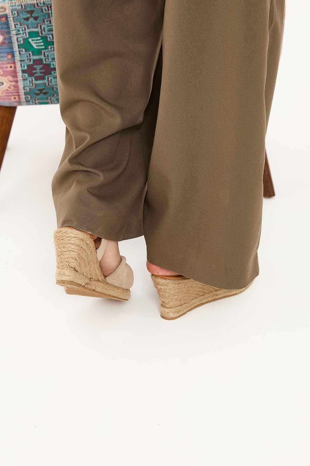Dolgu Topuk Espadril Sandalet DG6039 Sahra