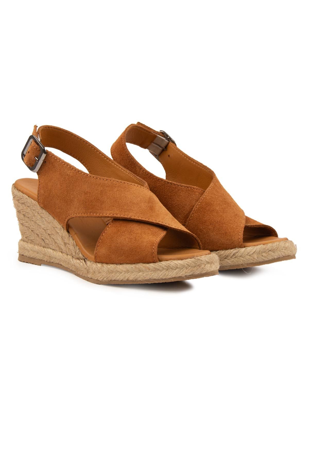 Dolgu Topuk Espadril Sandalet DG6040 Taba