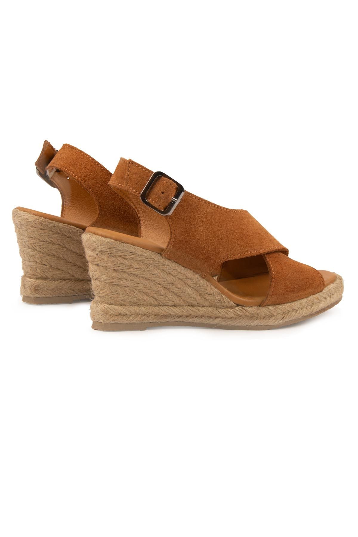 Dolgu Topuk Espadril Sandalet DG6040 Taba