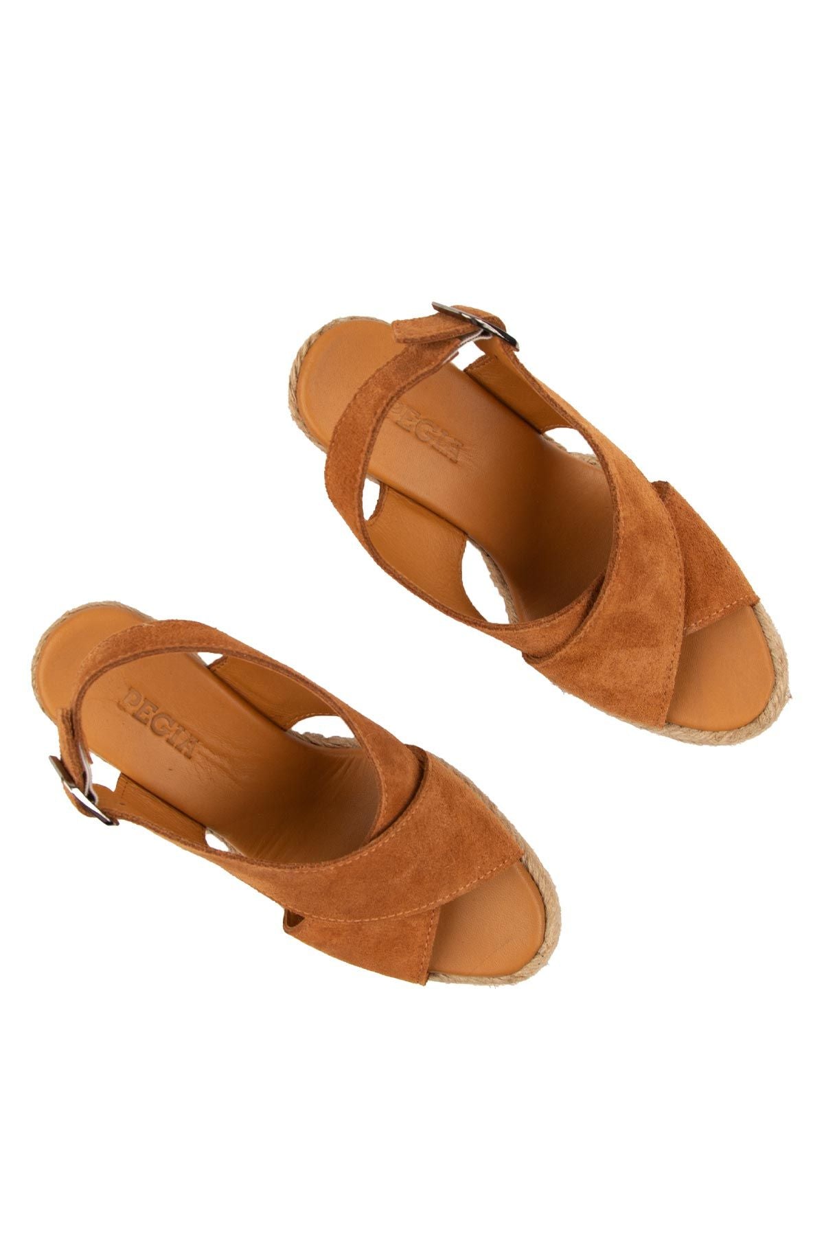 Dolgu Topuk Espadril Sandalet DG6040 Taba