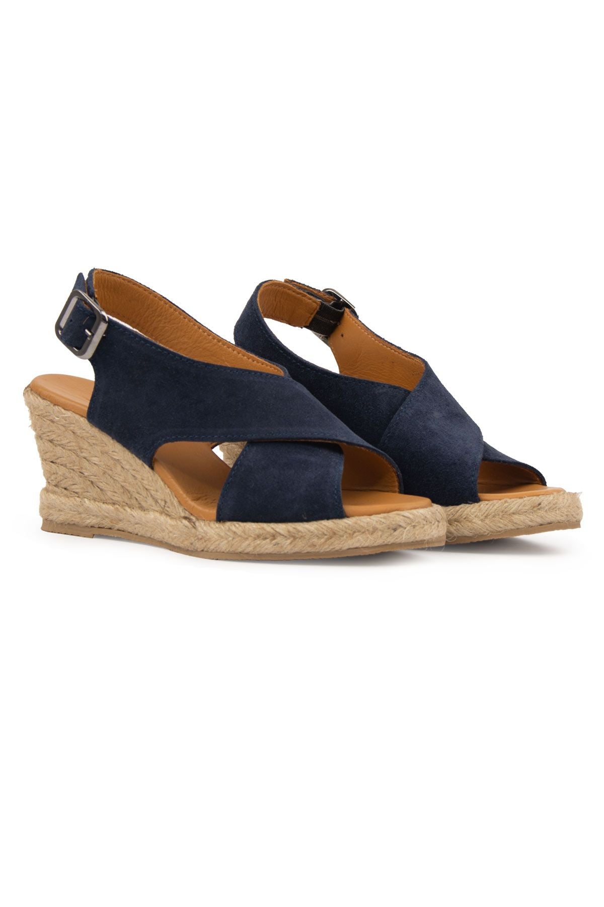 Dolgu Topuk Espadril Sandalet DG6040 Lacivert