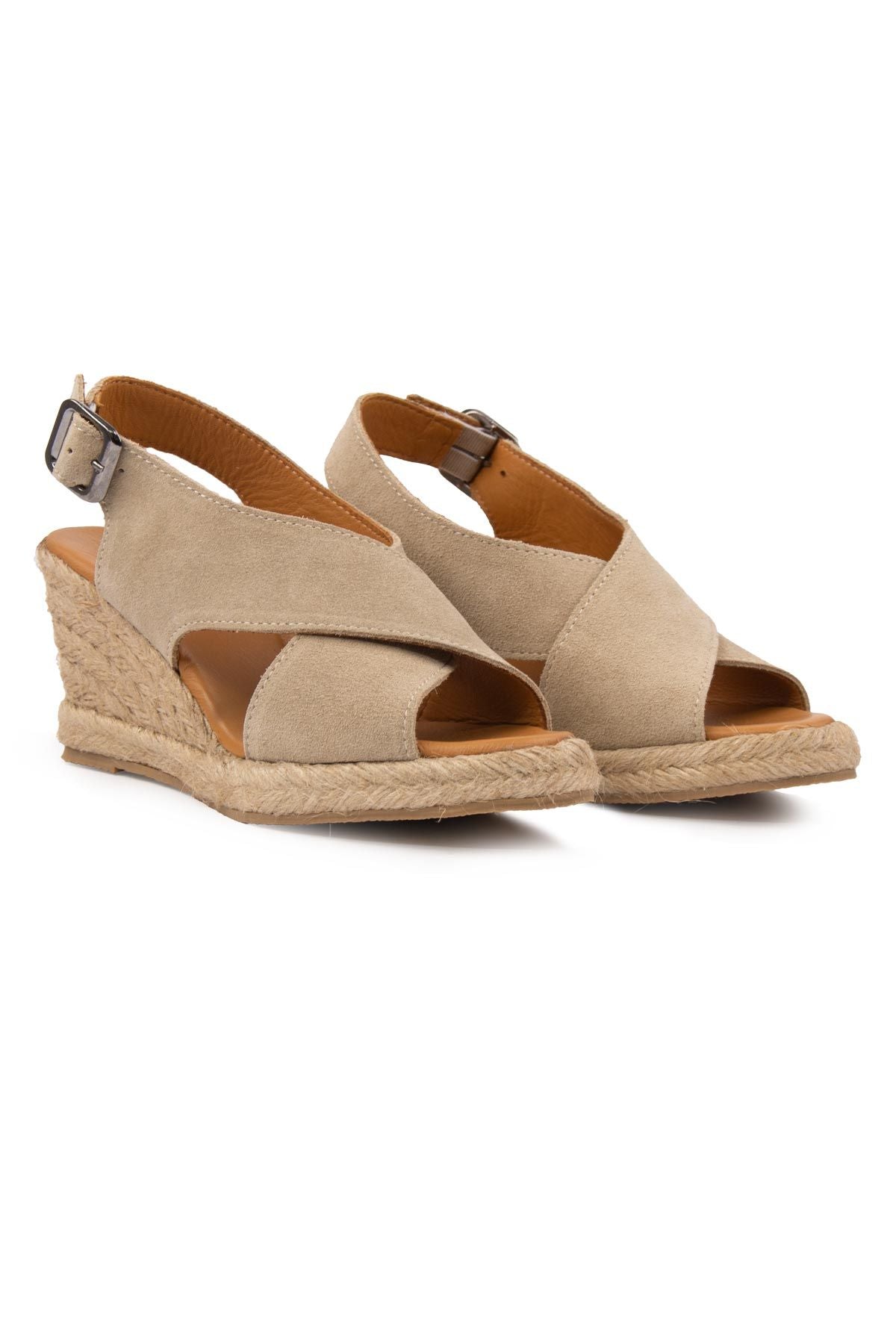 Dolgu Topuk Espadril Sandalet DG6040 Sahra