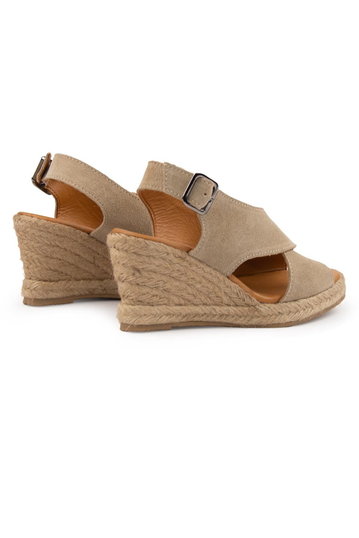 Dolgu Topuk Espadril Sandalet DG6040 Sahra