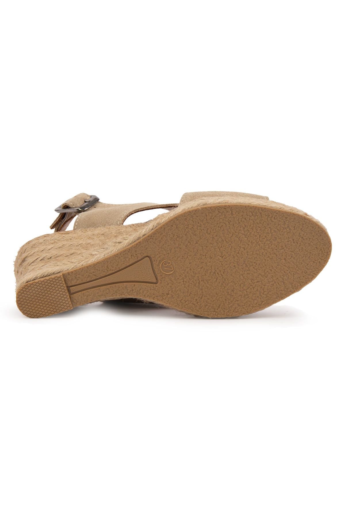 Dolgu Topuk Espadril Sandalet DG6040 Sahra