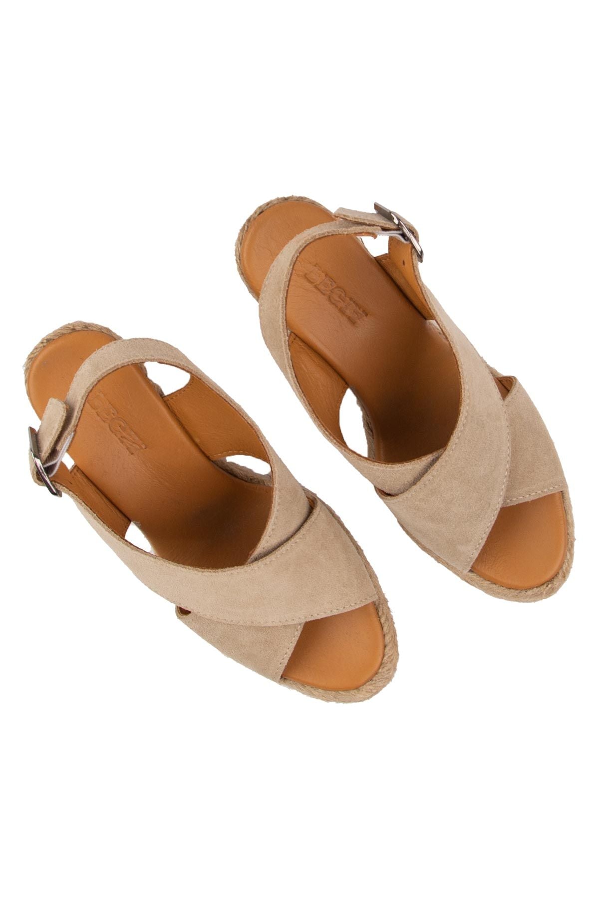 Dolgu Topuk Espadril Sandalet DG6040 Sahra