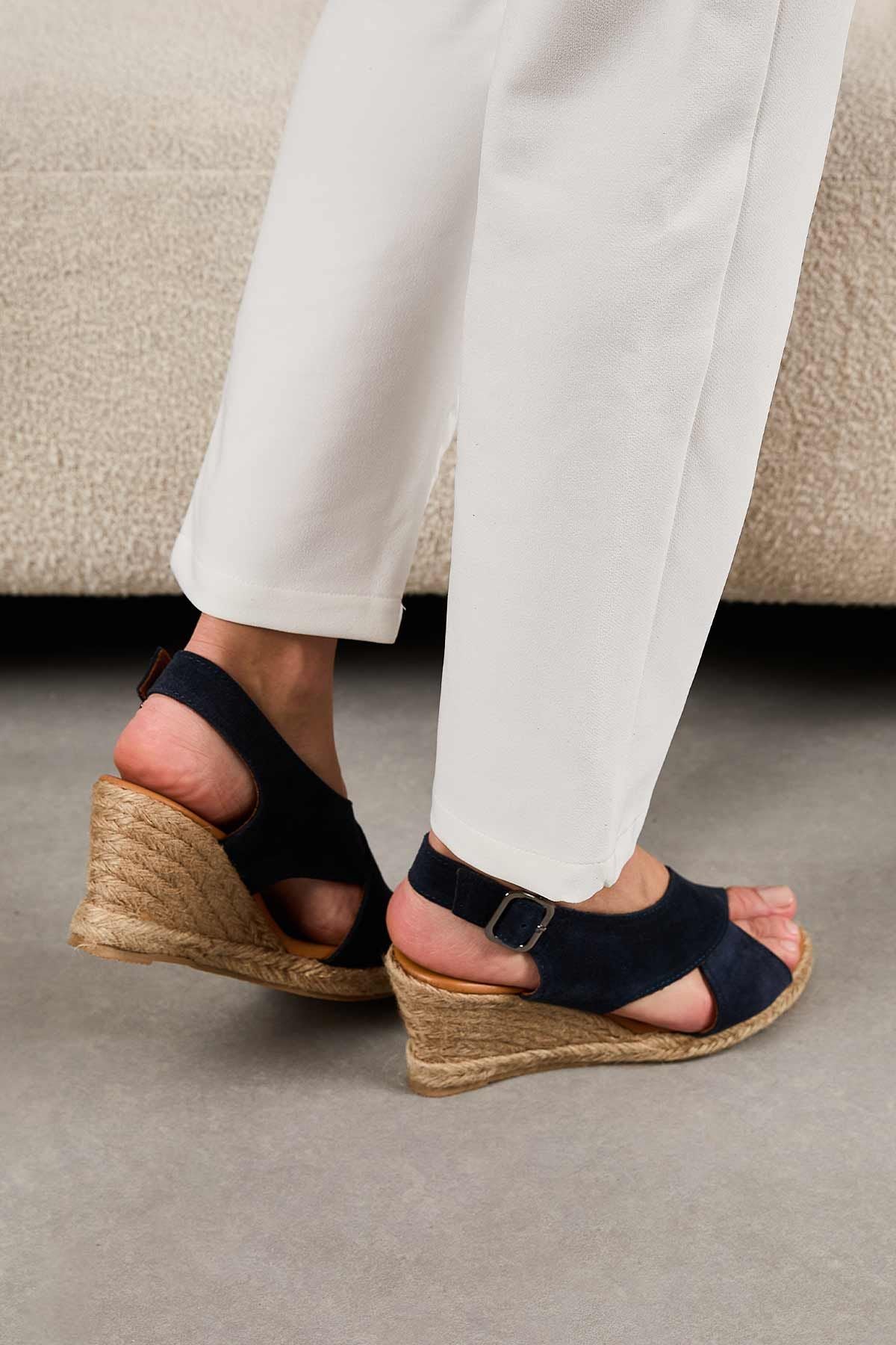 Dolgu Topuk Espadril Sandalet DG6040 Lacivert