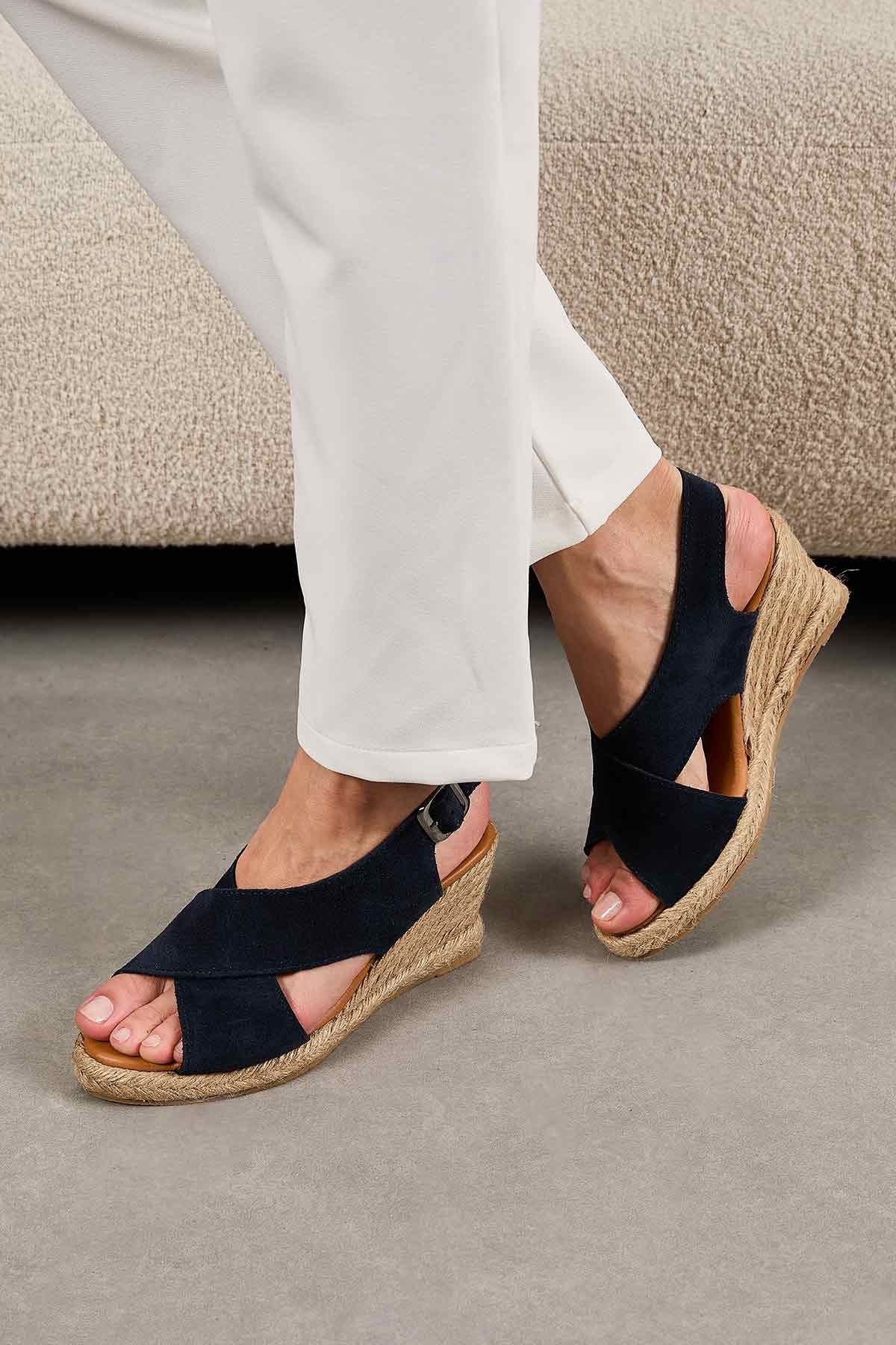 Dolgu Topuk Espadril Sandalet DG6040 Lacivert