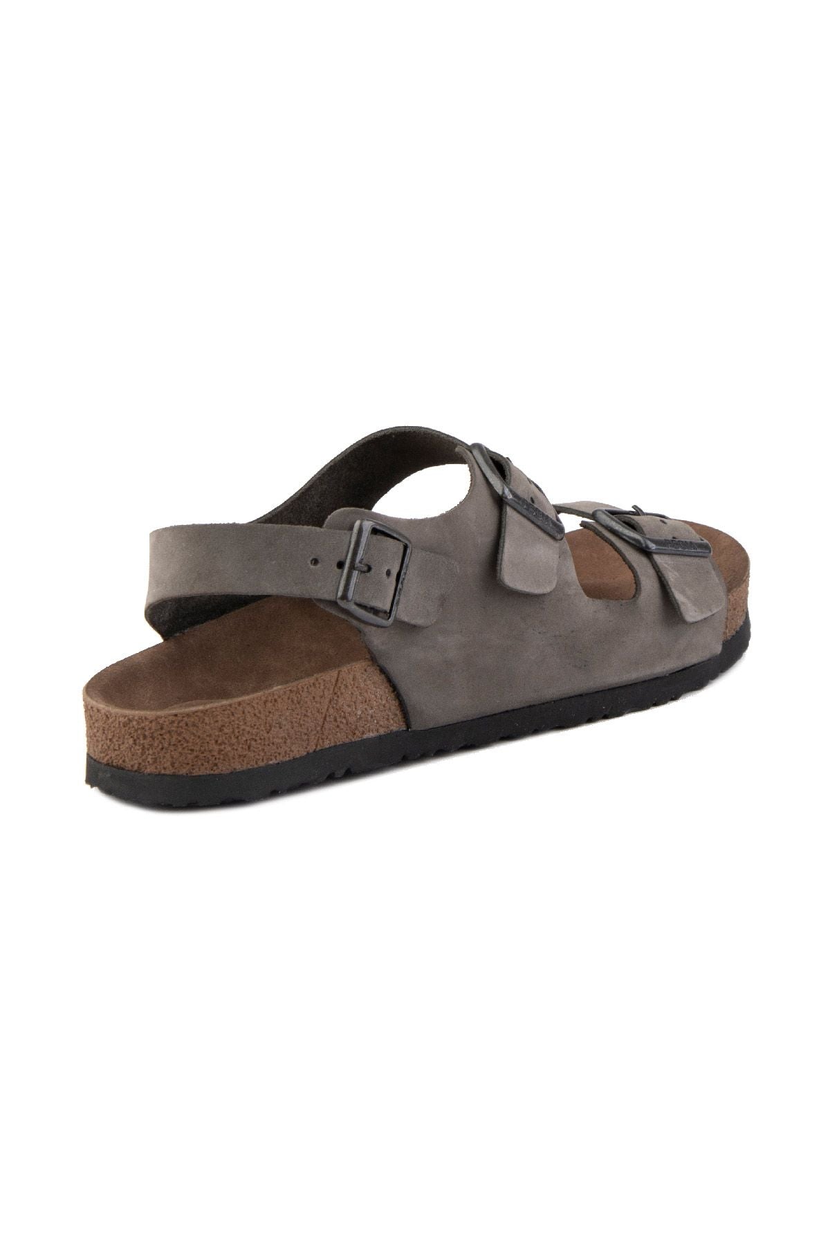 Erkek Bantlı Deri Sandalet 215024 Gri