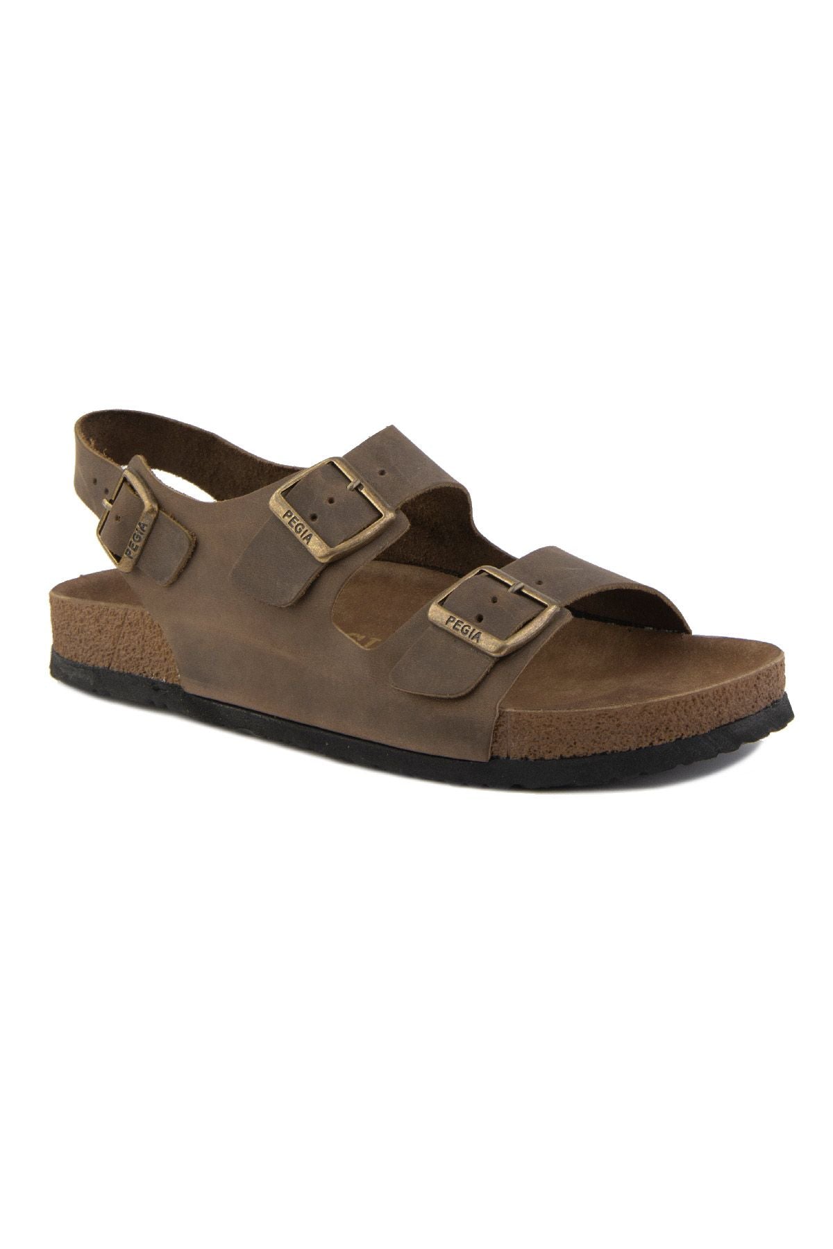 Erkek Bantlı Deri Sandalet 215024 Sahra