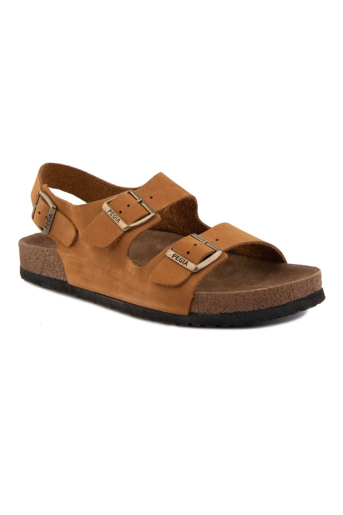 Erkek Bantlı Deri Sandalet 215024 Taba