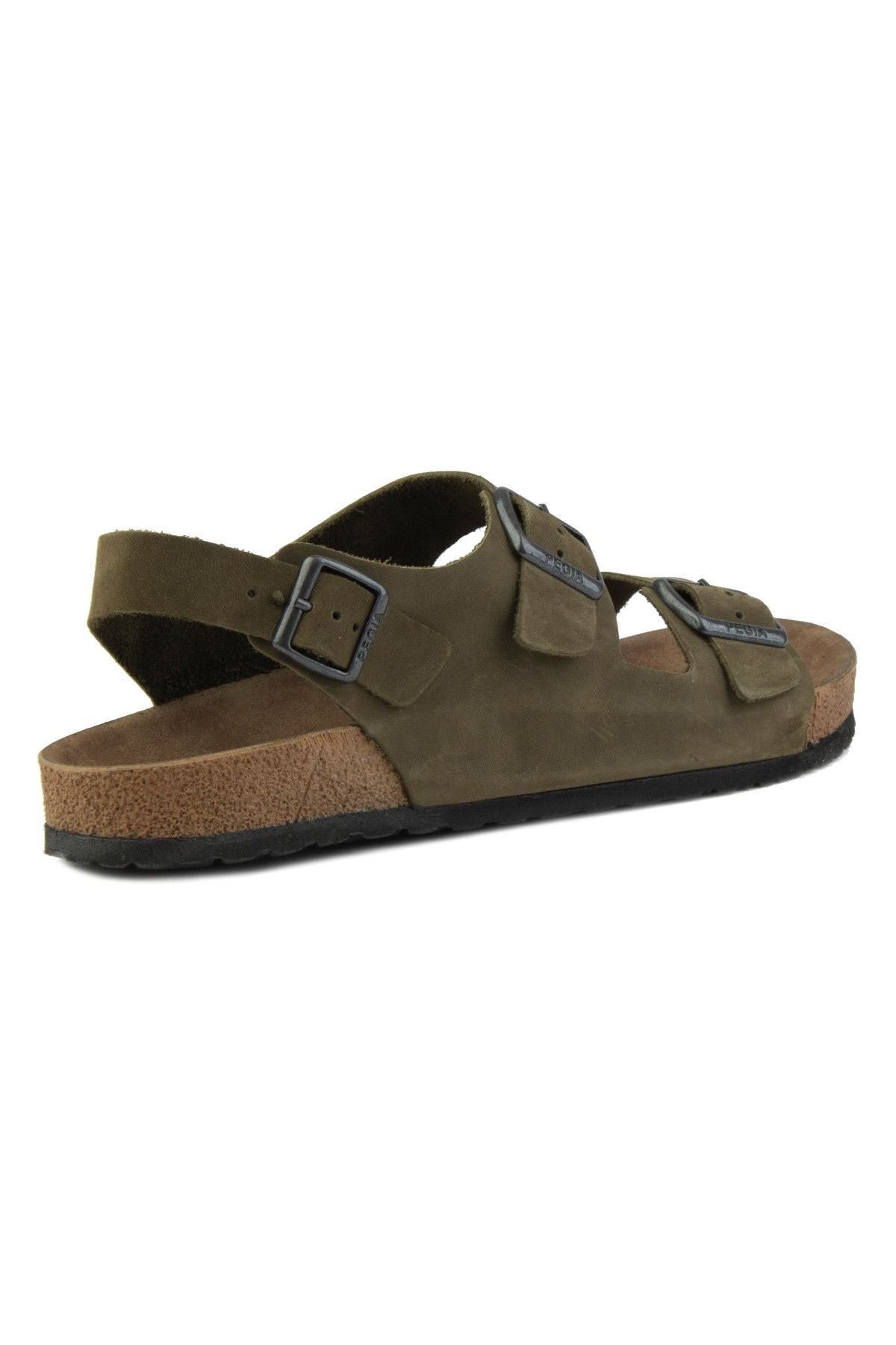 Erkek Bantlı Deri Sandalet 215024 Haki