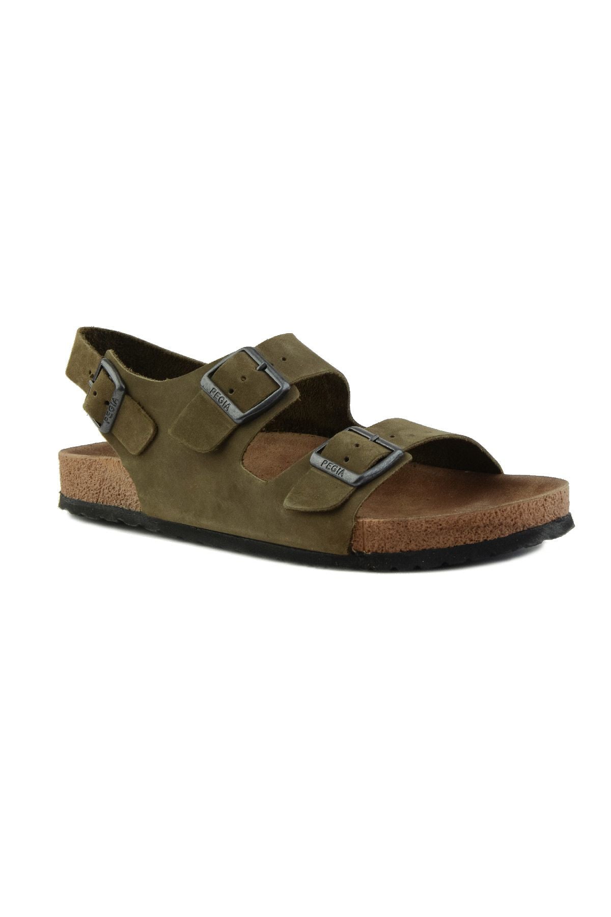 Erkek Bantlı Deri Sandalet 215024 Haki
