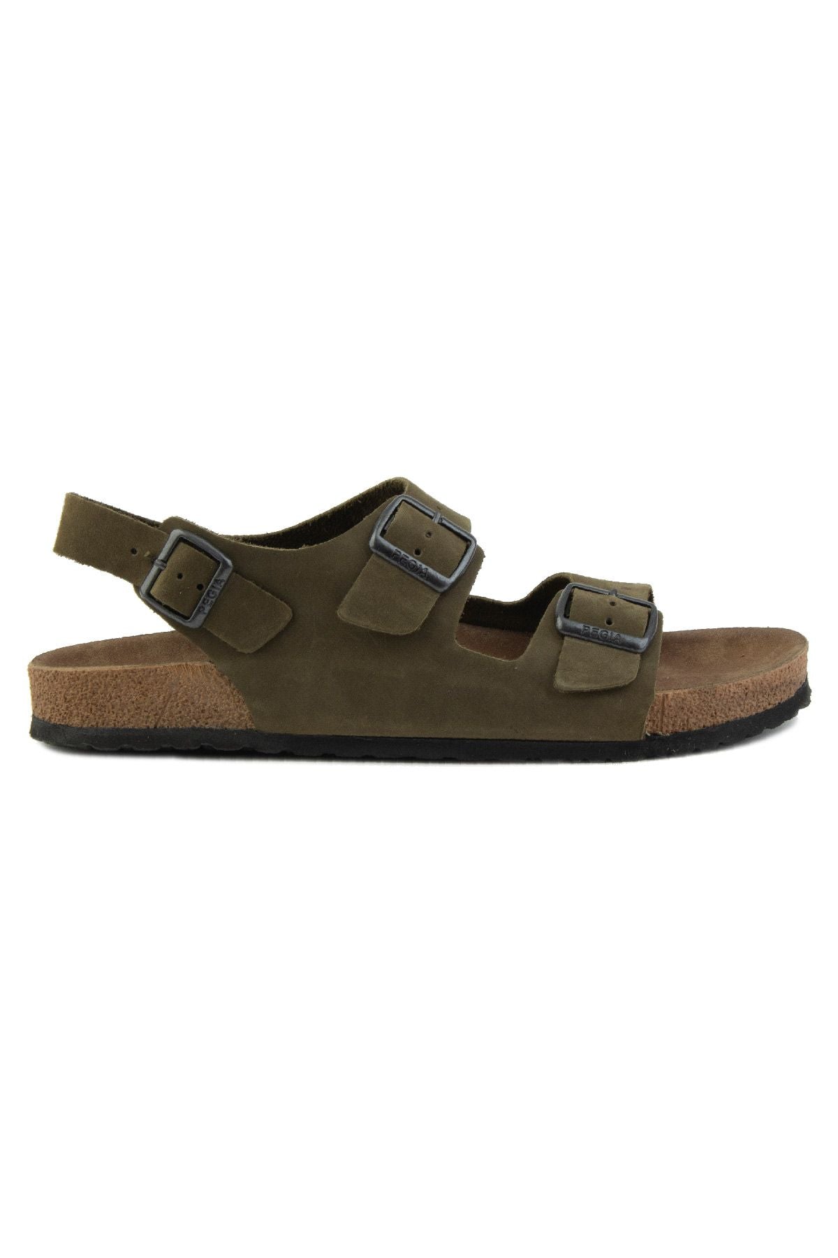 Erkek Bantlı Deri Sandalet 215024 Haki