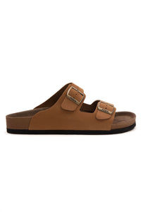 Men's Strappy Leather Slipper 215020 Tobacco