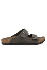 Men's Strappy Leather Slipper 215020 Anthracite