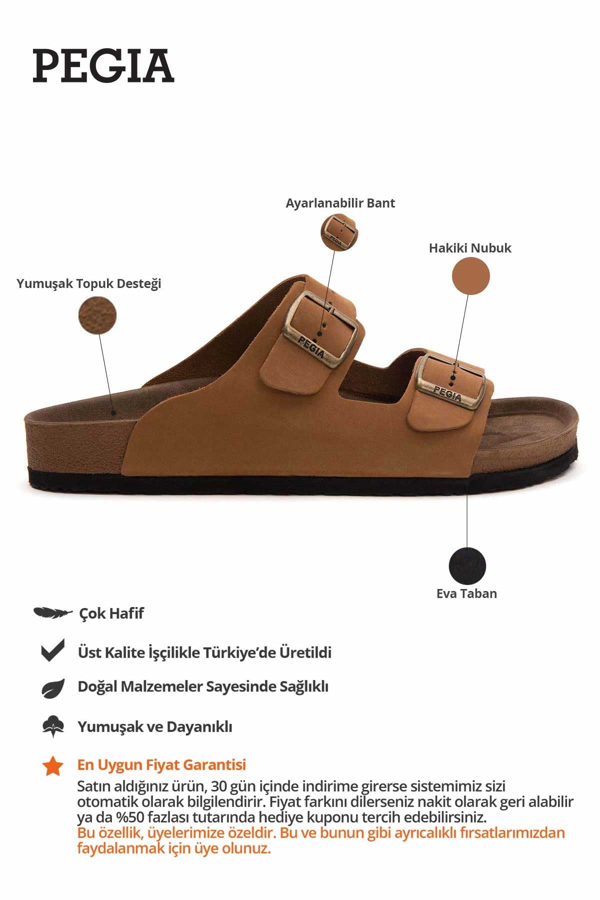 Erkek Bantlı Deri Terlik 215020 Taba