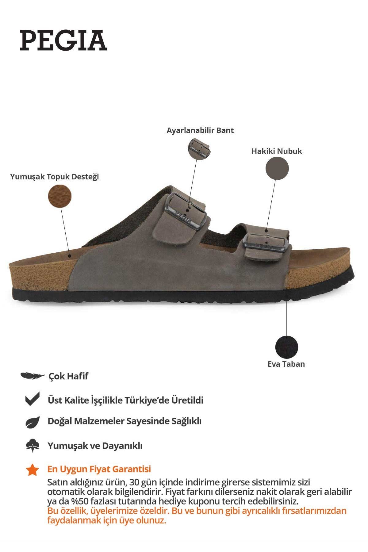 Erkek Bantlı Deri Terlik 215020 Gri