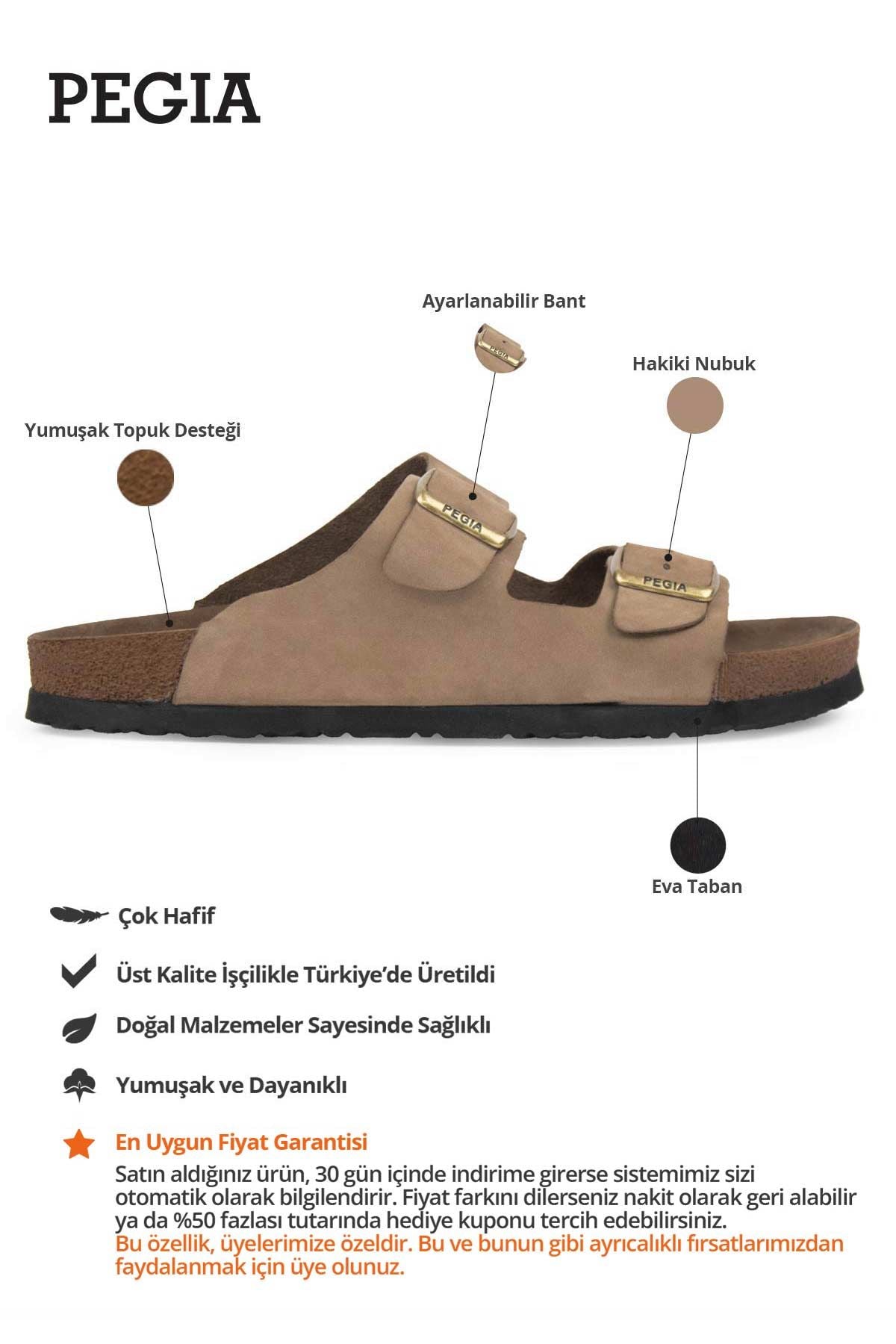 Erkek Bantlı Deri Terlik 215020 Kum