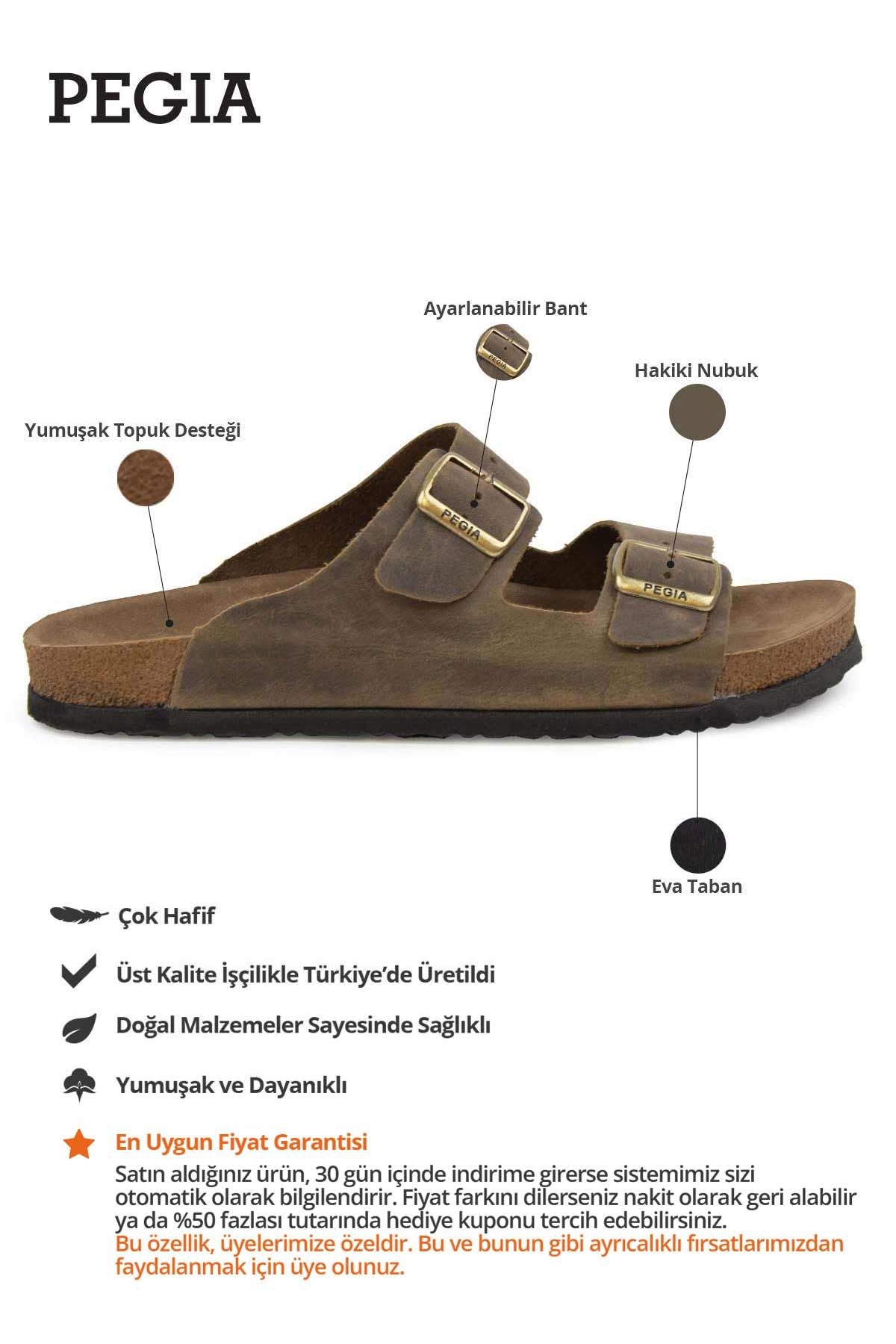 Erkek Bantlı Deri Terlik 215020 Sahra