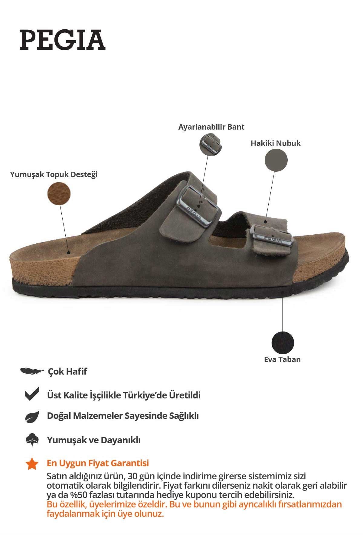 Erkek Bantlı Deri Terlik 215020 Antrasit