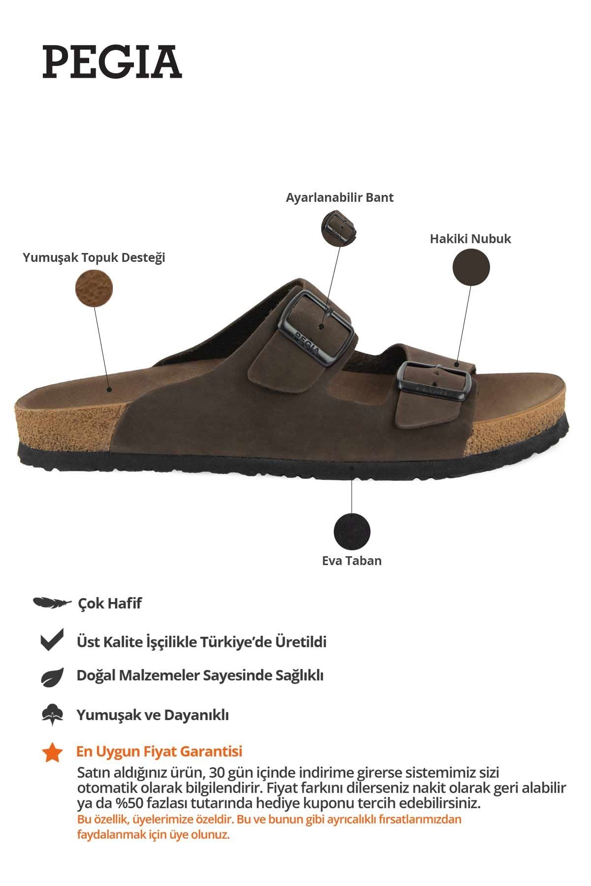 Erkek Bantlı Deri Terlik 215020 Kahve