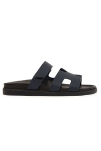 Men's Leather Strappy Slippers 215027 Navy