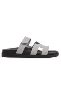 Men's Leather Strappy Slippers 215027 Grey