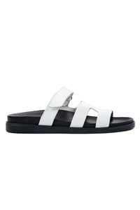 Men's Leather Strappy Slippers 215027 White