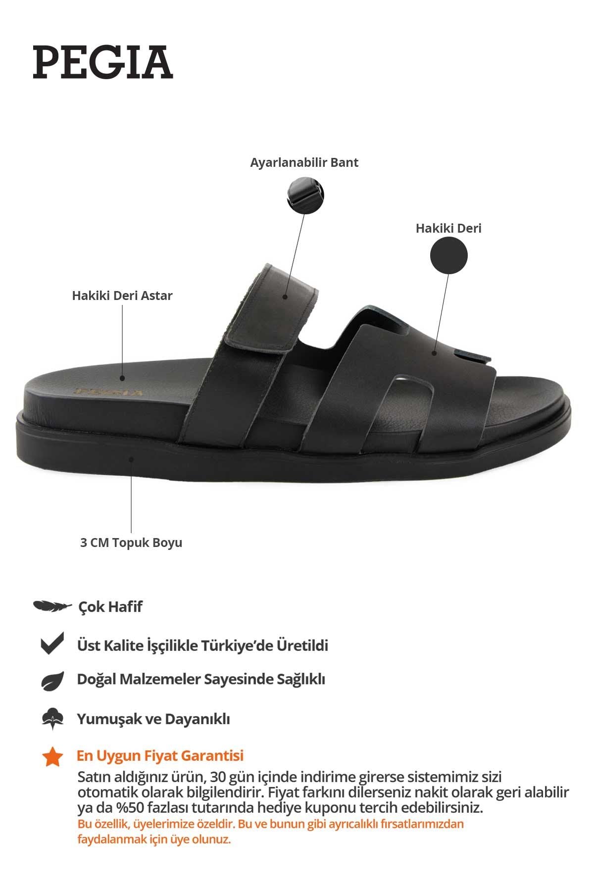 Erkek Bantlı Deri Terlik 215027 Siyah