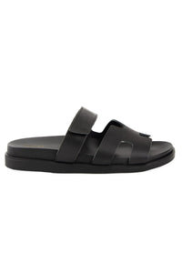 Men's Leather Strappy Slippers 215027 Black