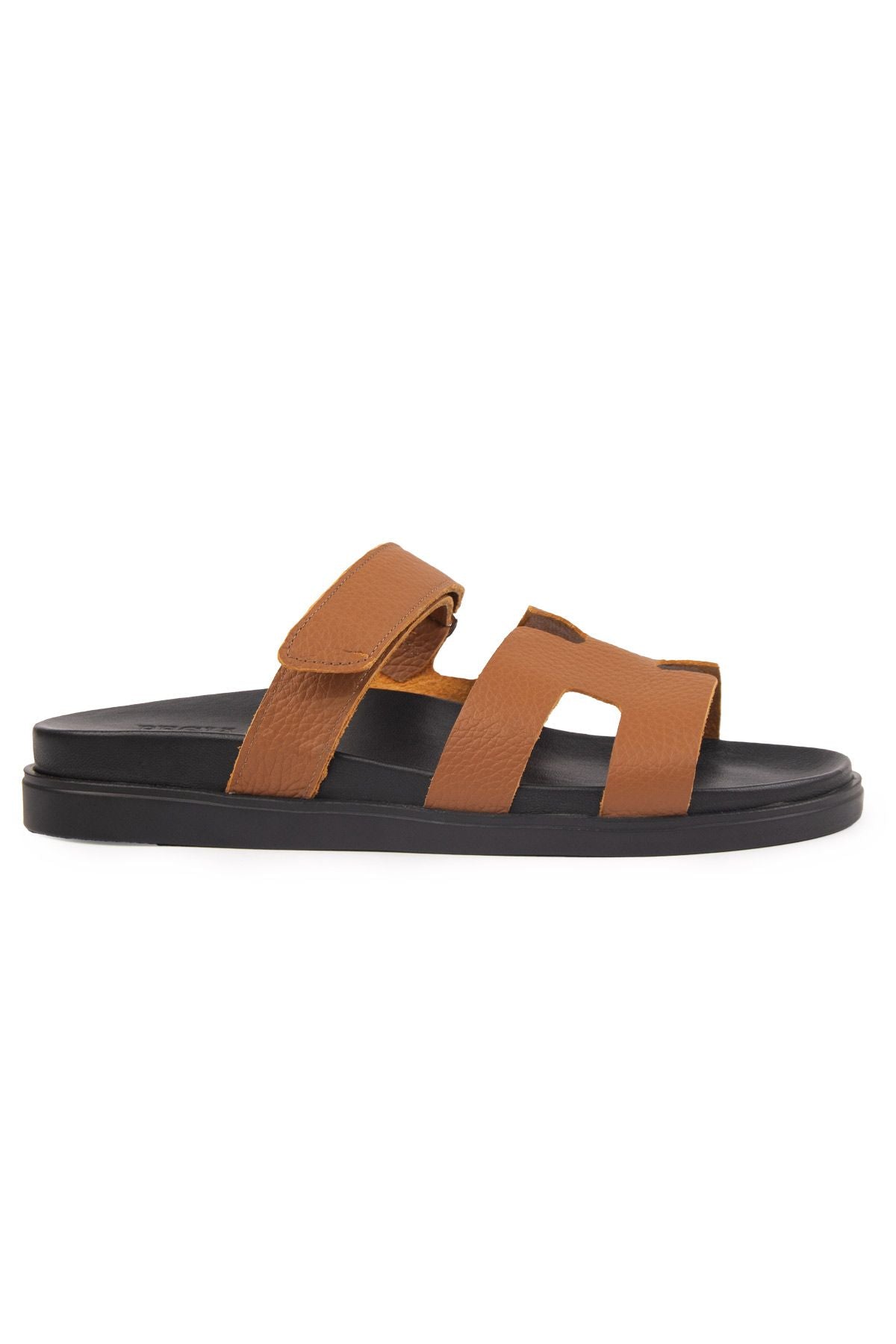 Erkek Bantlı Floater Deri Terlik 215028 Taba