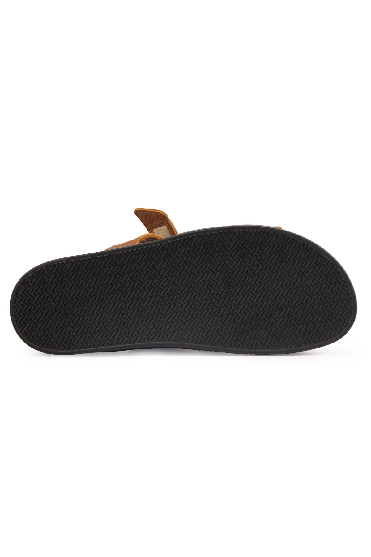 Erkek Bantlı Floater Deri Terlik 215028 Taba