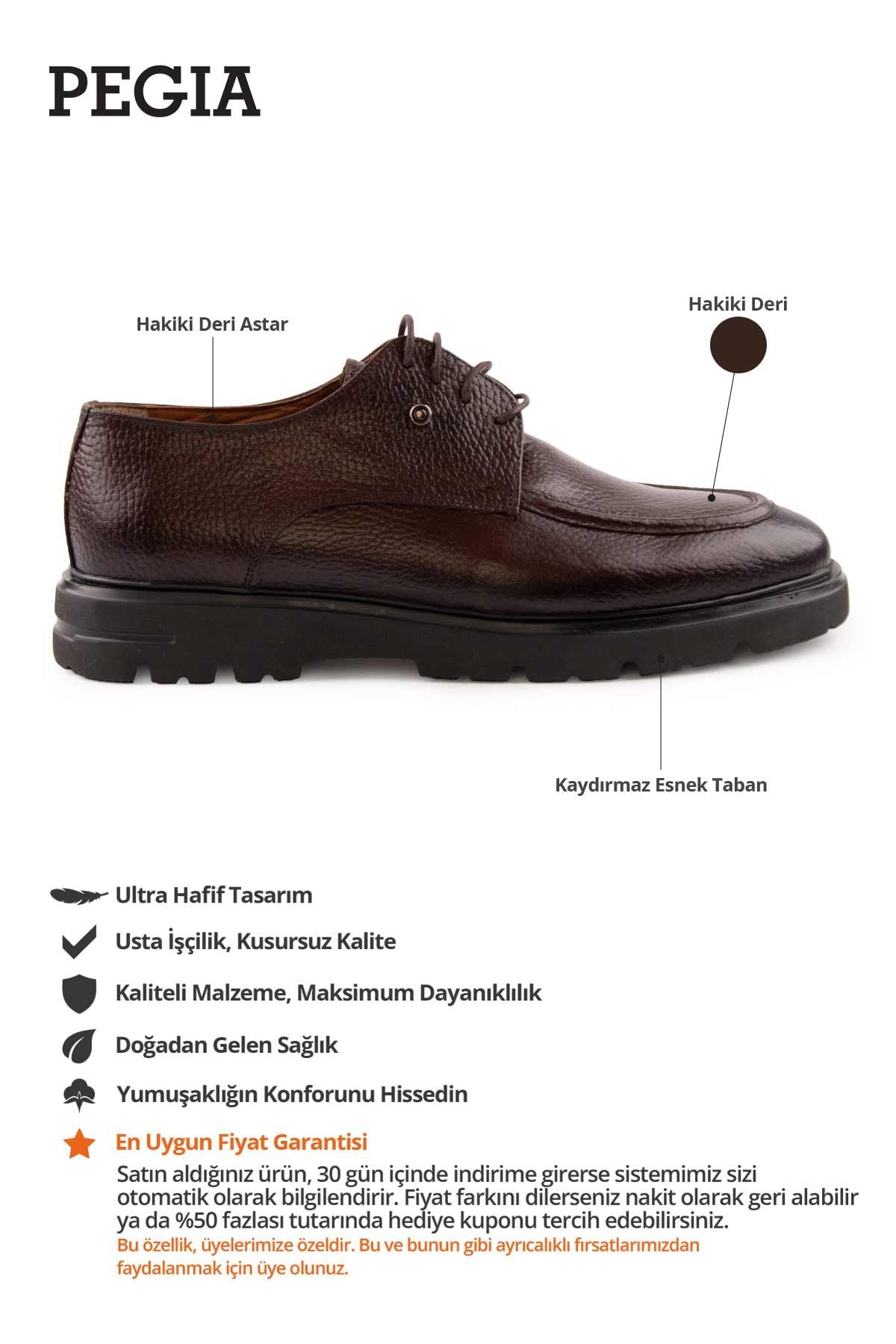 Erkek Deri Ayakkabı DG5019 Kahve