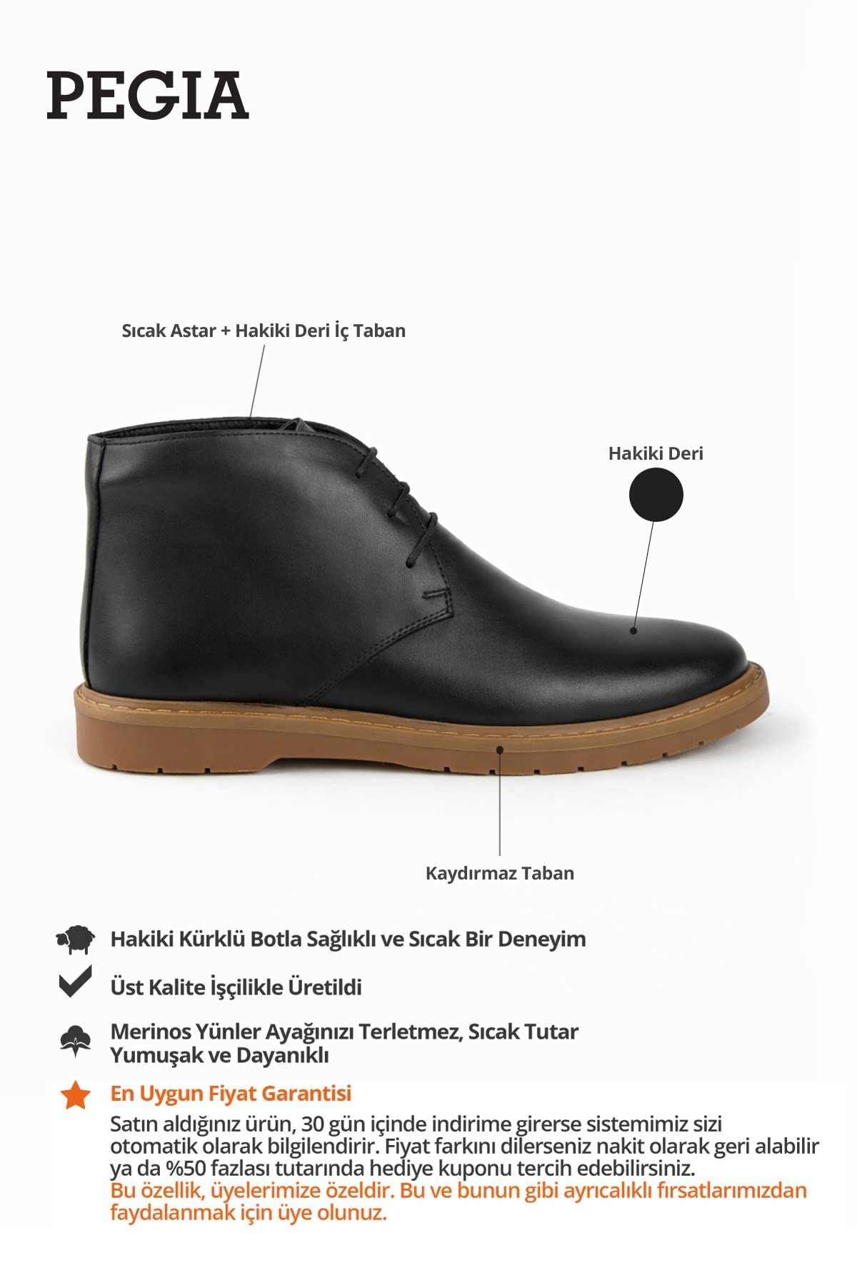 Erkek Deri Bağcıklı Bot DG5042 Siyah