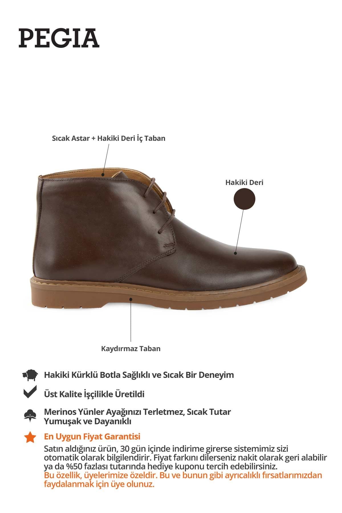 Erkek Deri Bağcıklı Bot DG5042 Kahve