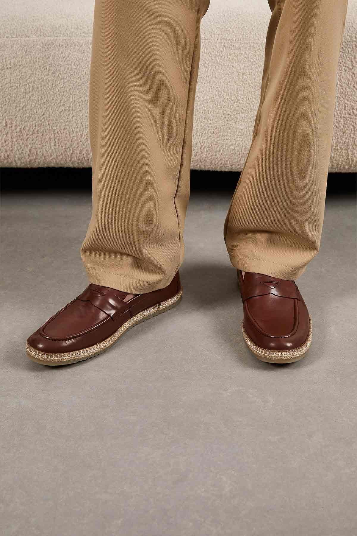 Erkek Deri Espadril Ayakkabı DG5004 Taba